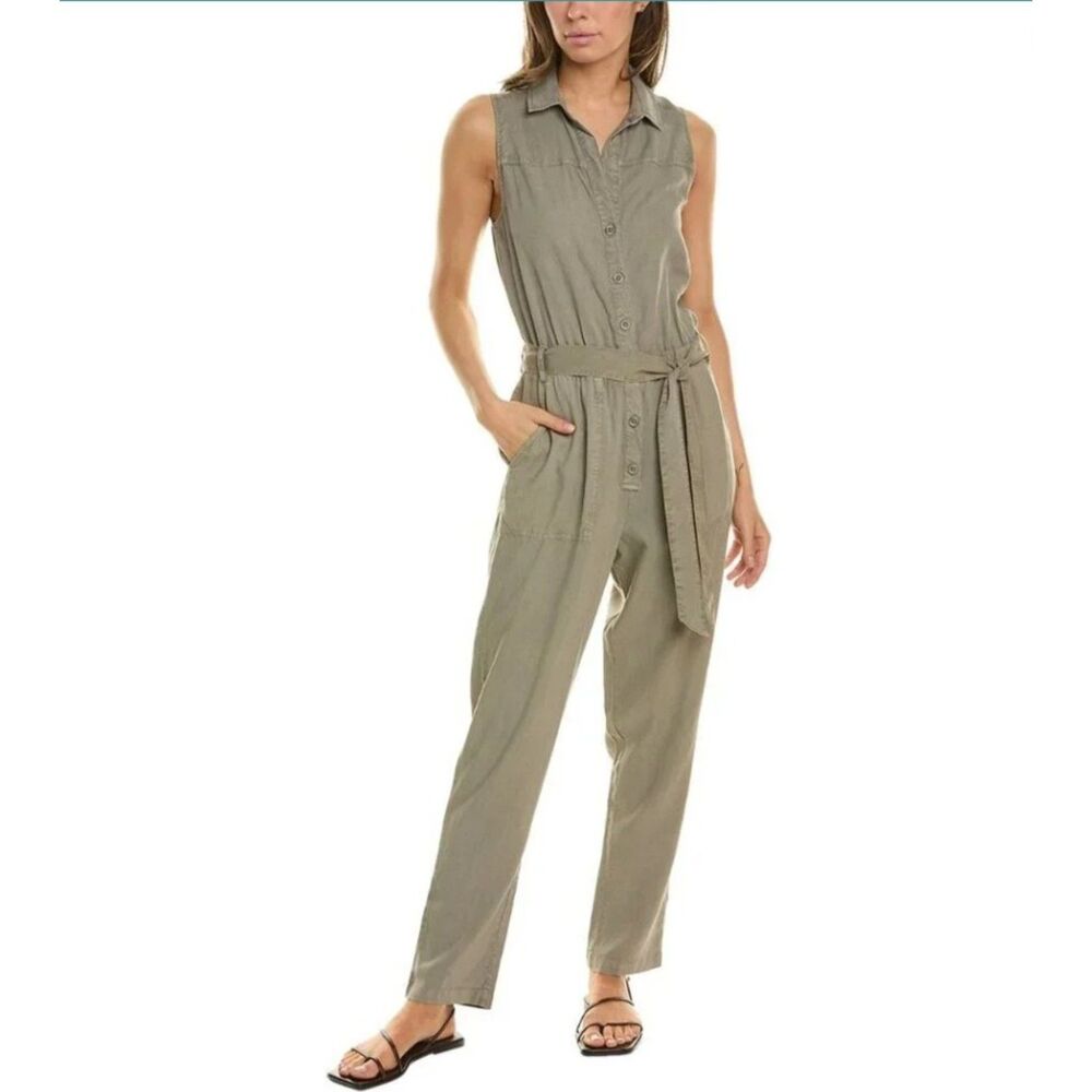 Bella Dahl Utility Jumpsuit Tan Pockets and Belt | SZ Small